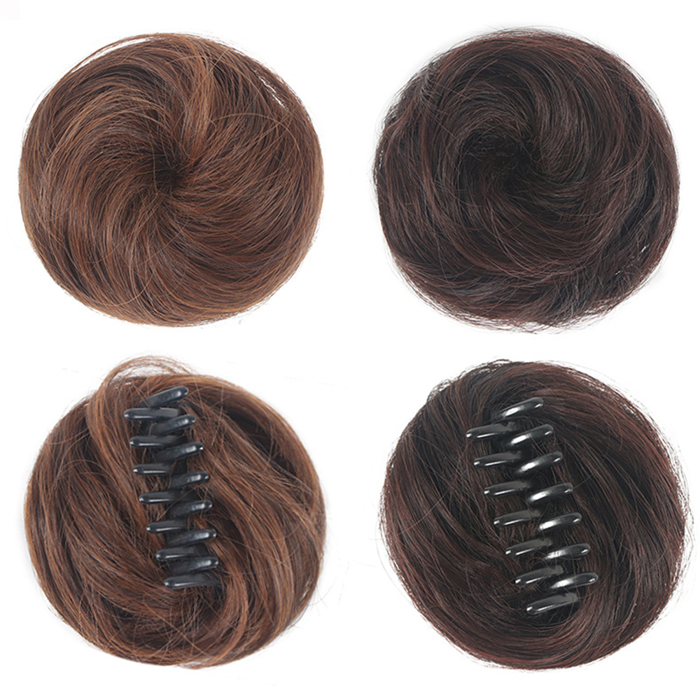 Short Women's Synthetic Hair Donut Bun Hairpiece with Claw Clip - Restylable Messy/Neat Chignon for Instant Volume. 