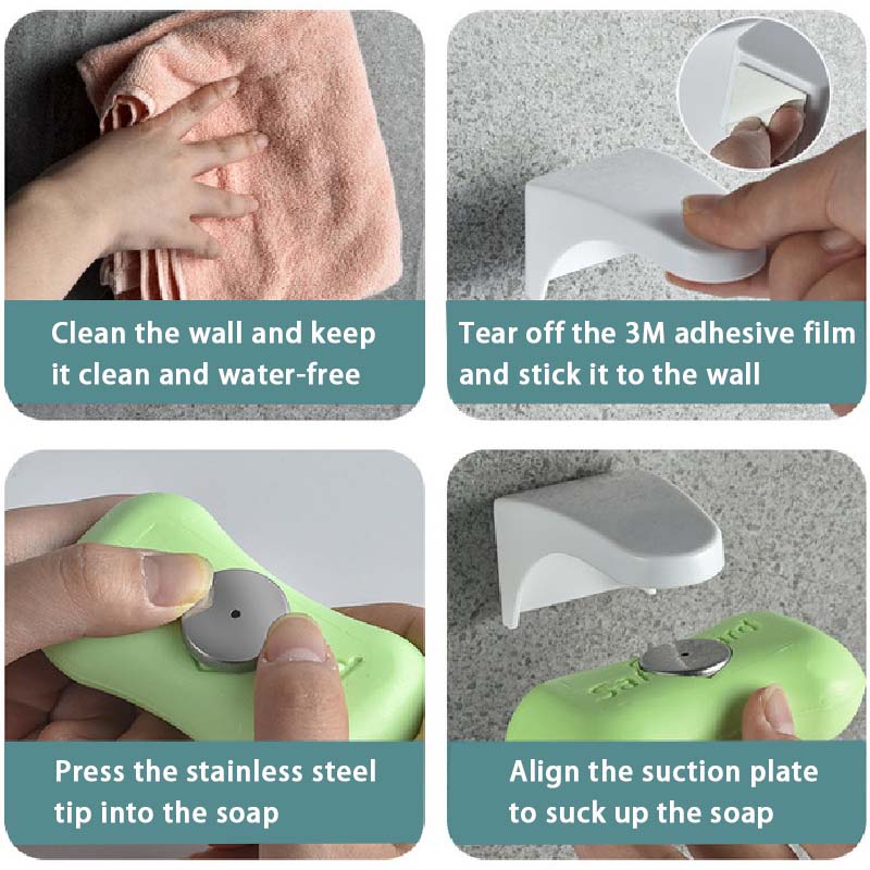Magnetic Soap Holder Soap Dish Organizer Bathroom Accessories Wall Mounted Sponge Holder Bathroom Kitchen Storage Rack. 