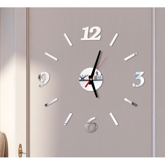 Fashion 3D Big Size Wall Clock Mirror Sticker DIY Brief Living Room