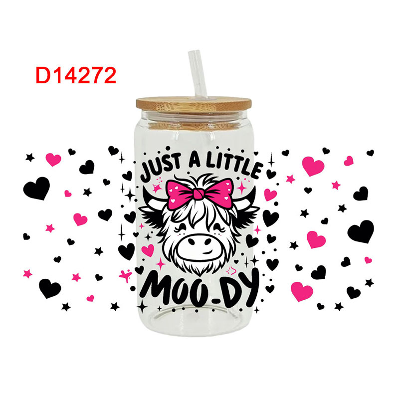 3D UV DTF Transfers Stickers 16oz Cup Wraps Animal Yak Cow Printed For DIY Glass Ceramic Metal Leather Etc. D13888. 
