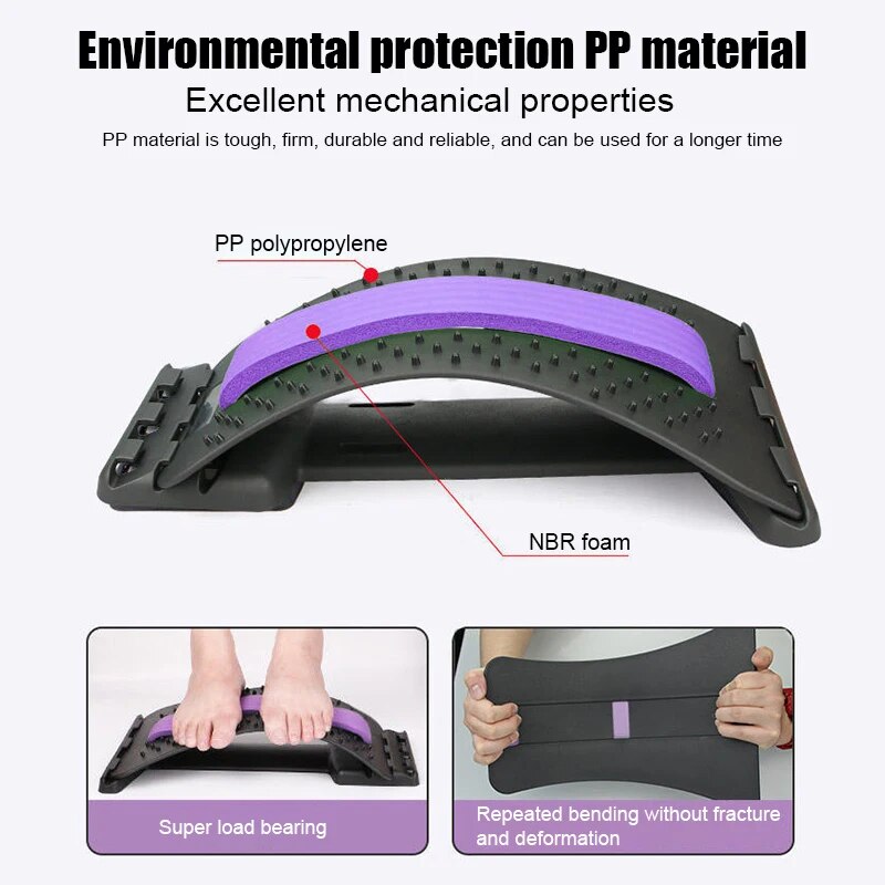 Magnetotherapy Back Stretcher Adjustable Back Cracker Massage Waist Neck Fitness Lumbar Cervical Spine Support Pain Relief. 