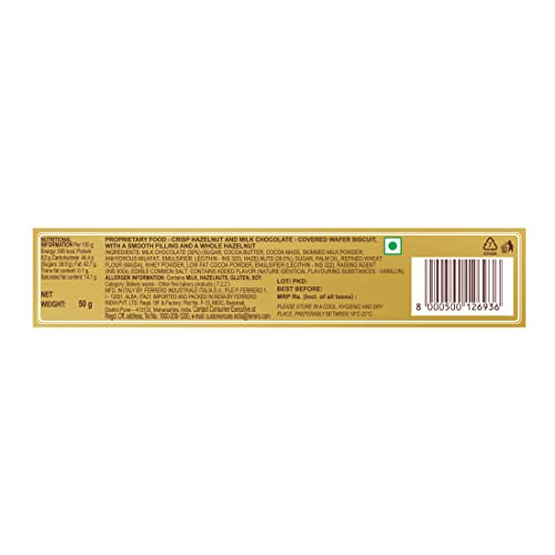 Ferrero Rocher, Exquisite Hazelnut and Milk Chocolate Gift, 4 pieces (50 g)(FROM IND)JEZ. 