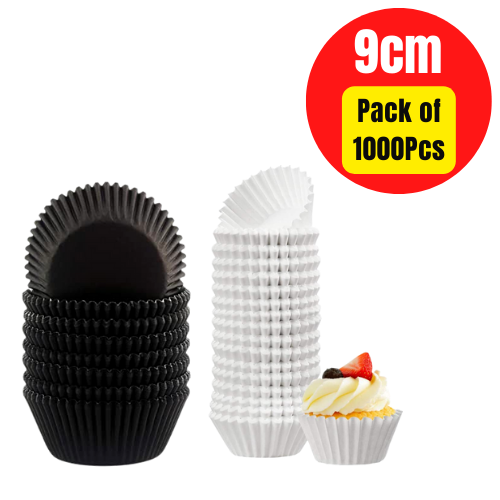 1000 Pieces Cupcake Liners for Baking Liners Paper Cupcake Wrappers Bulk Cup Cake Cases Muffin Baking Paper Cups for Candy Cooking (Black & White 9CM).