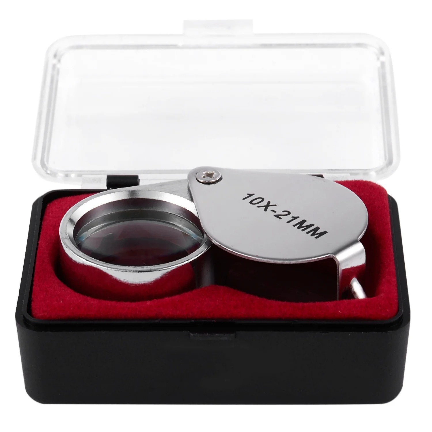 Magifier Lens 10x Triplet Loop With Velvet Storing Box - 12 Months Warranty. ( Gem and Jewelery Loupe Eye / Hand Magnifier Magnifying / Zooming Glass With Carry Case ). 
