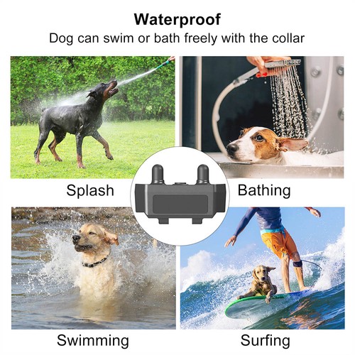 T10 Electric Dog Training Device Collar Wireless Remote Control LCD Display Waterproof USB Rechargeable with Flashlight - Black. 