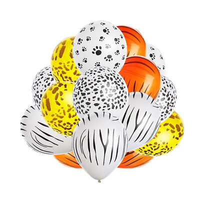 10 Pcs Jungle Animal Theme Latex Balloons - Leopard / Tiger / Zebra Balloons. 