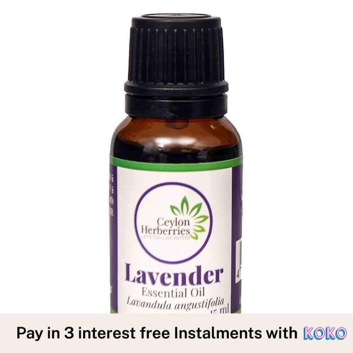 Ceylon Herberries Lavender Essential Oil (15 ml and 30 ml bottles). 