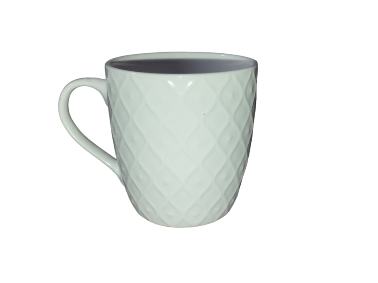 Textured White Ceramic Mug. 