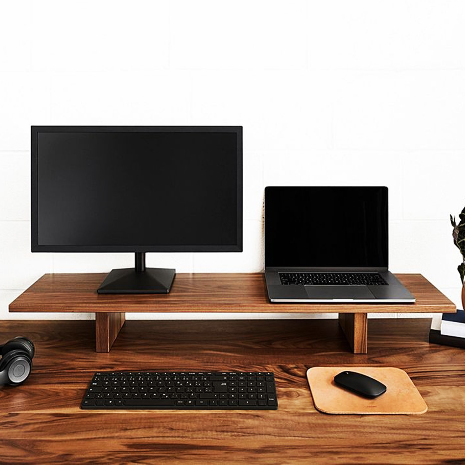 Mr Wood Dual Monitor Stand / Desk Storage Organizer /Holding Weight Up to 50kg/ Laptop Stand / Printer Stand / TV Stand. 