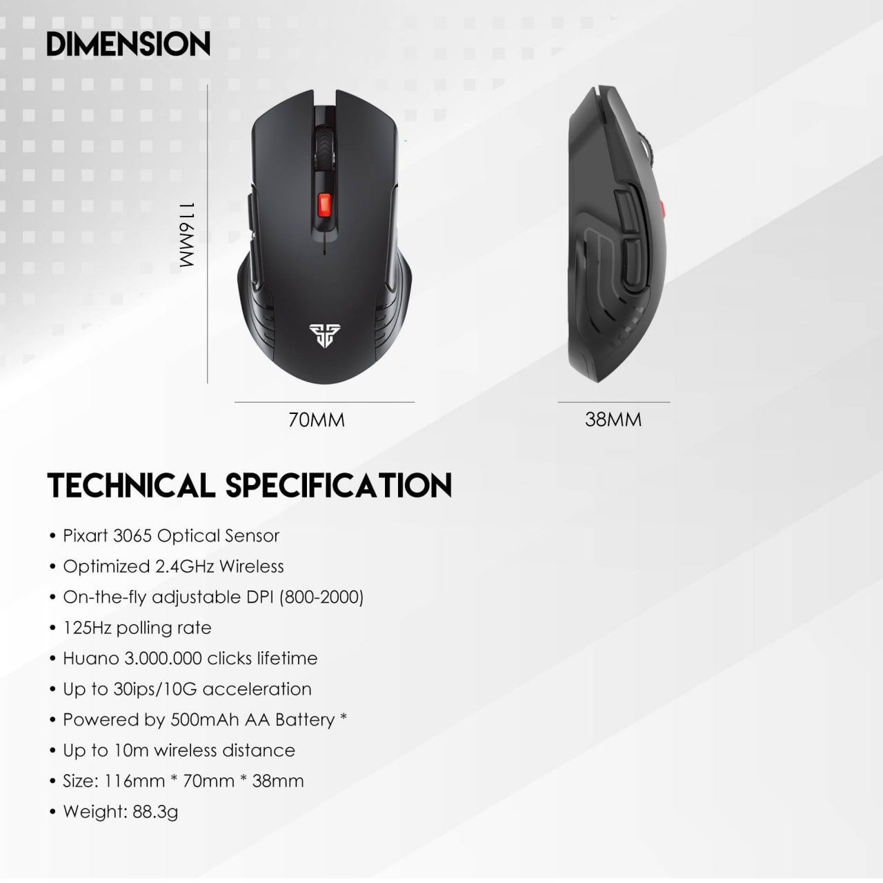 FANTECH RAIGOR III WG12 Wireless Mouse. 