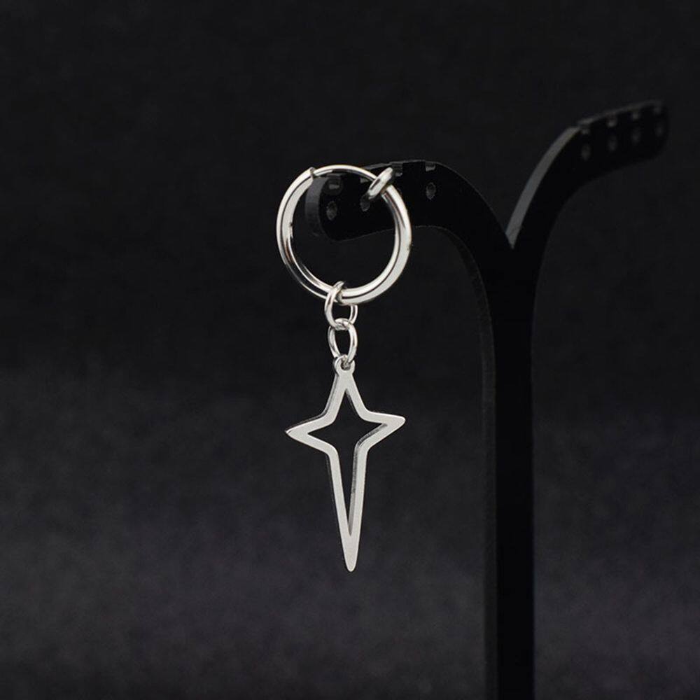 【WEJA】hikaw for men stainless steel earrings Temperament Simple Dangle Earring Female Male Stainless Steel Gift Fashion Jewelry Clip Earring Men Hoop Earring Cross Star Dangle Earring Korean Style Ear Cuff