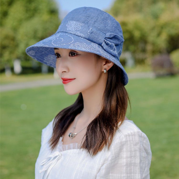 Middle-Aged and Elderly Women's Hat Spring Autumn Summer Thin Breathable Sun-Proof Wide Brim Bucket Hat Sun Protection Fashion Sun Hat Mom Style Hat