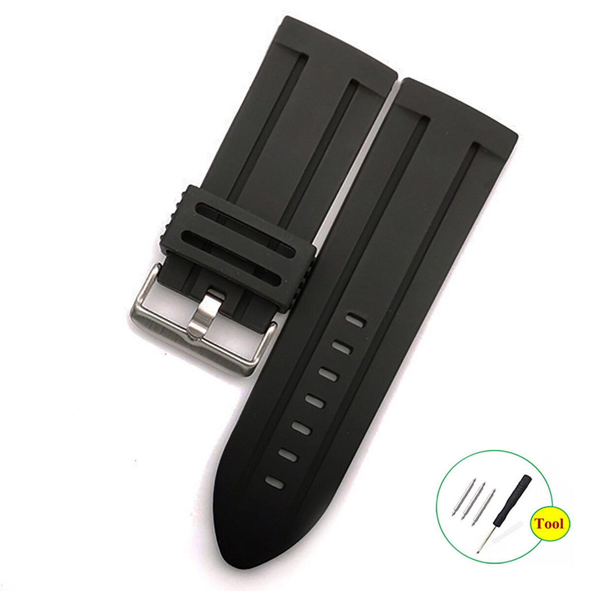【Miga Plaza】28mm 30mm Waterproof Silicone Watchband 18mm 20mm 22mm 24mm 26mm Stainless Steel Metal Brushed Buckle Bracelet Rubber Watch Strap High Quality Sport Soft Diving Clock Band
