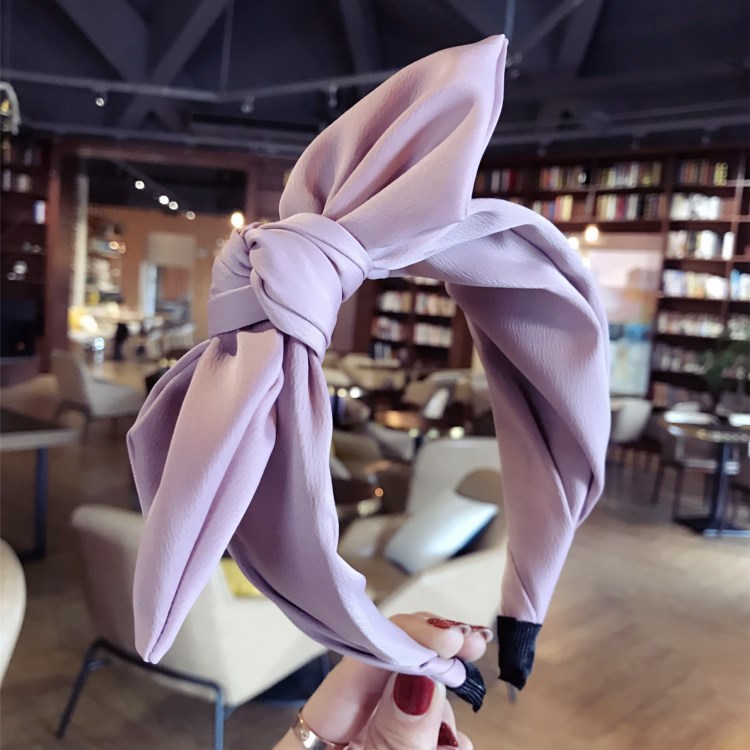 1Pc Korean Bow Wideneck ted Headband Fabric Solid Color Hairband Hair Hoop  Simple Head Hoop Hair Accessory Headress. 