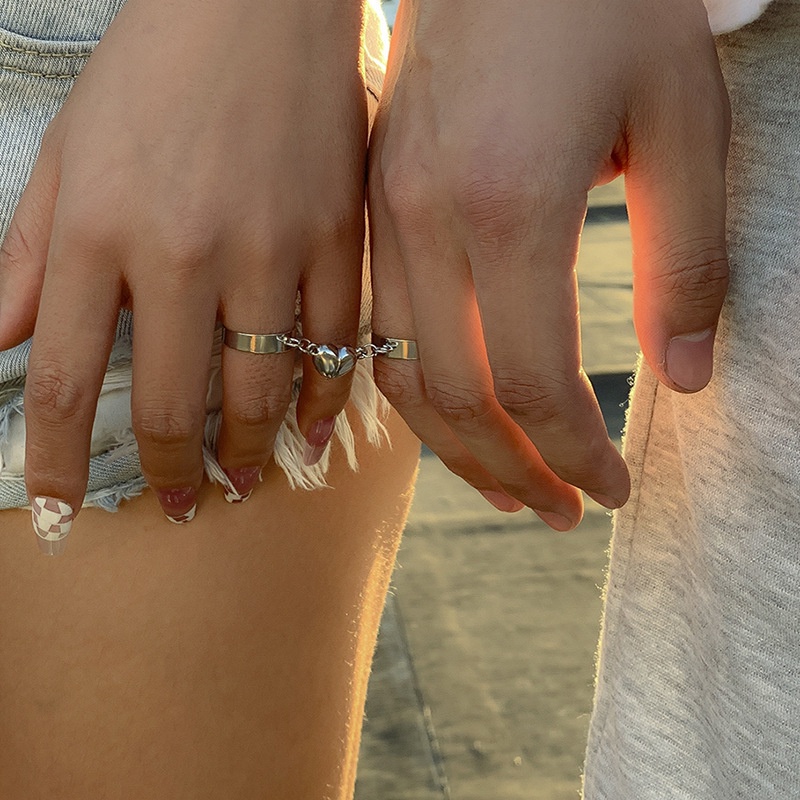 Fashion New Chain Stitching Magnetic Love Ring Opening Couple Rings Adjust. 