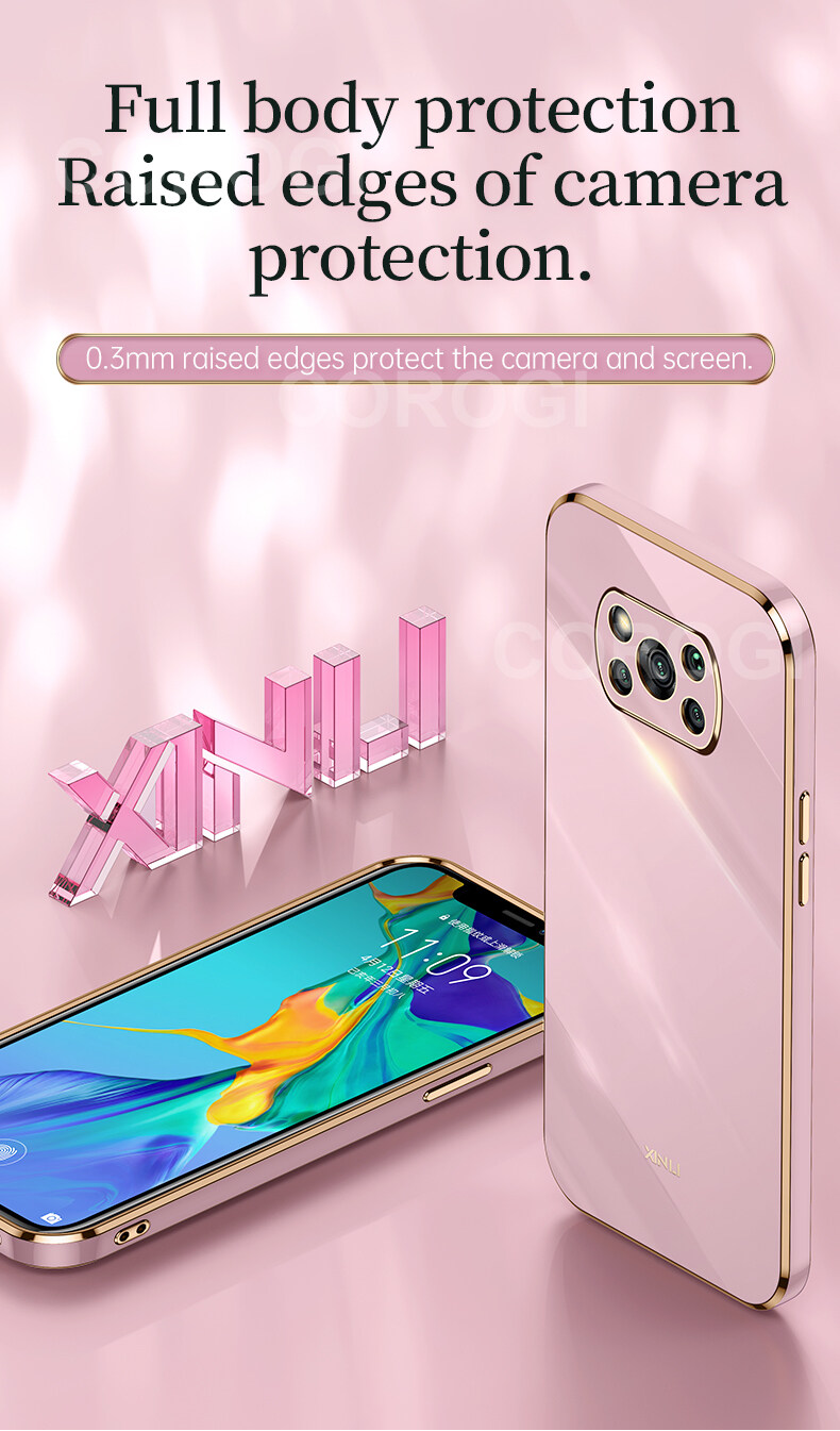 For Xiaomi POCO X3 Pro / POCO X3 / POCO X3 NFC Back Cover Fashion Shiny Plating Square Bumper Camera Protection Case Soft Silicone Shockproof Protective Mobile Phone Cases. 