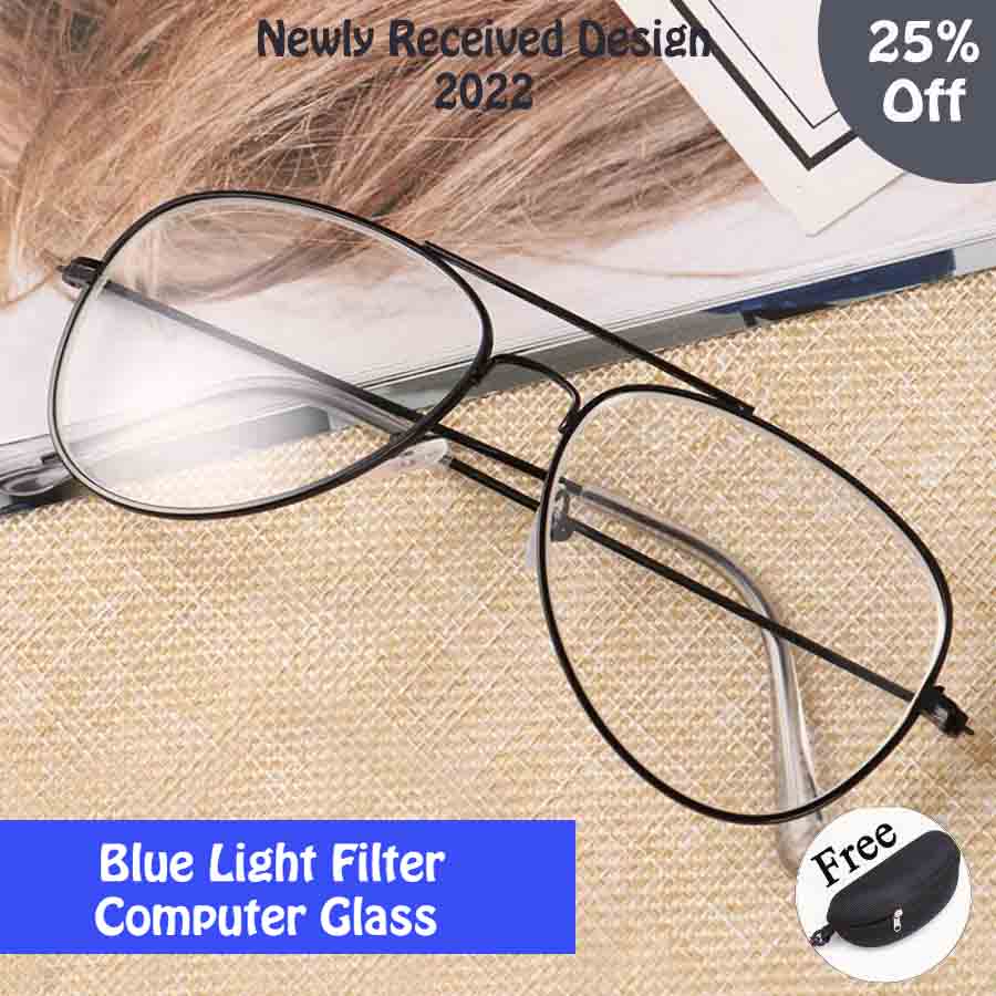 Unisex Blue Light Filter Aviator Computer Glasses. 