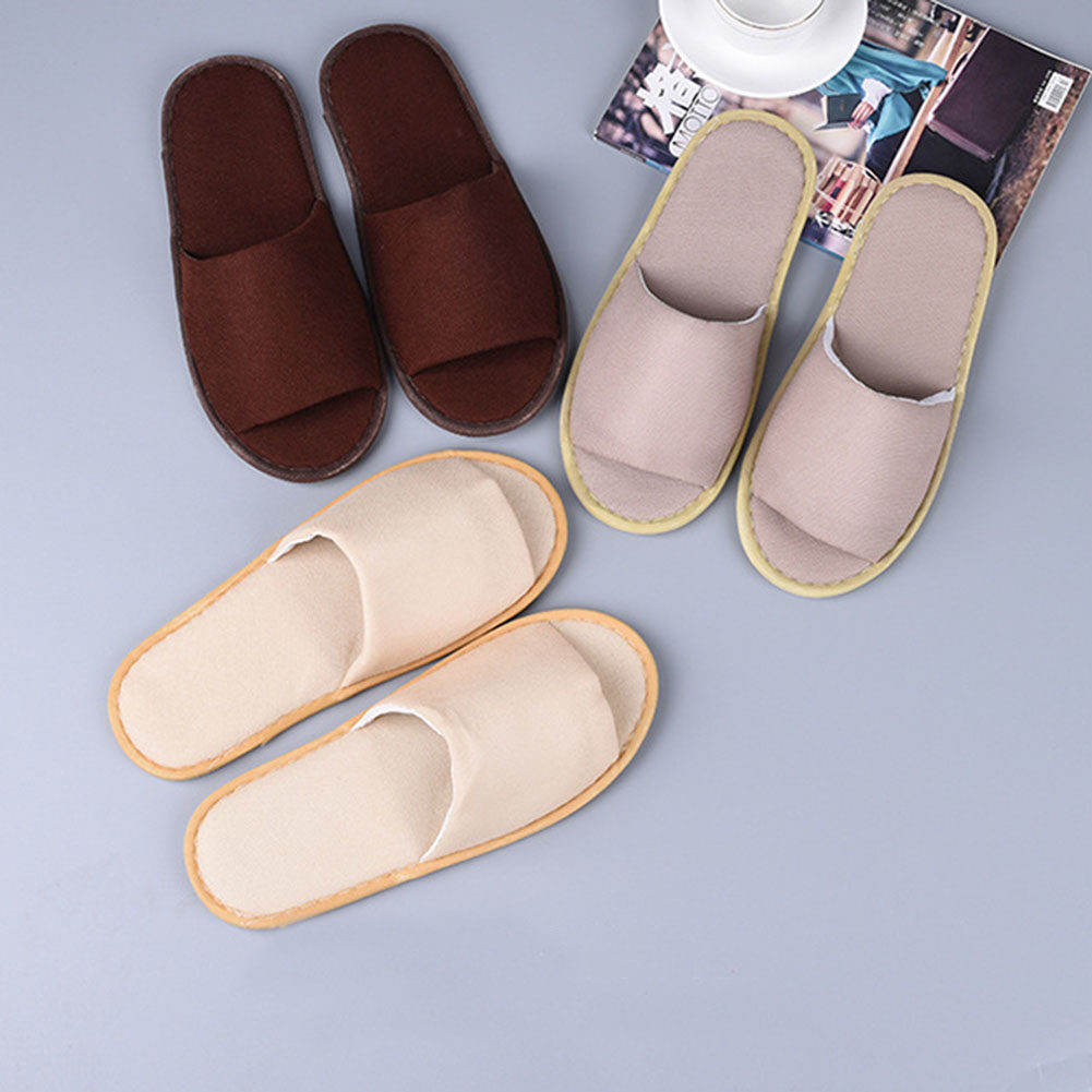 【WEJA】1Pair Hotel Slippers Thickened Disposable Home Guest Indoor Slippers Open Toe Non-slip Couple Travel Slippers. 