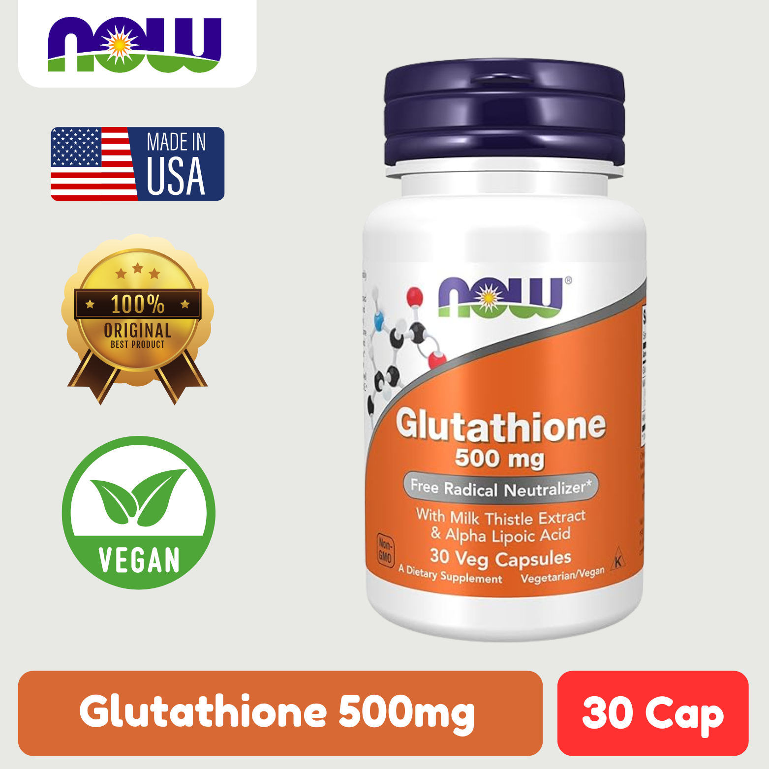 Now Foods Glutathione 500mg Veg Capsules
