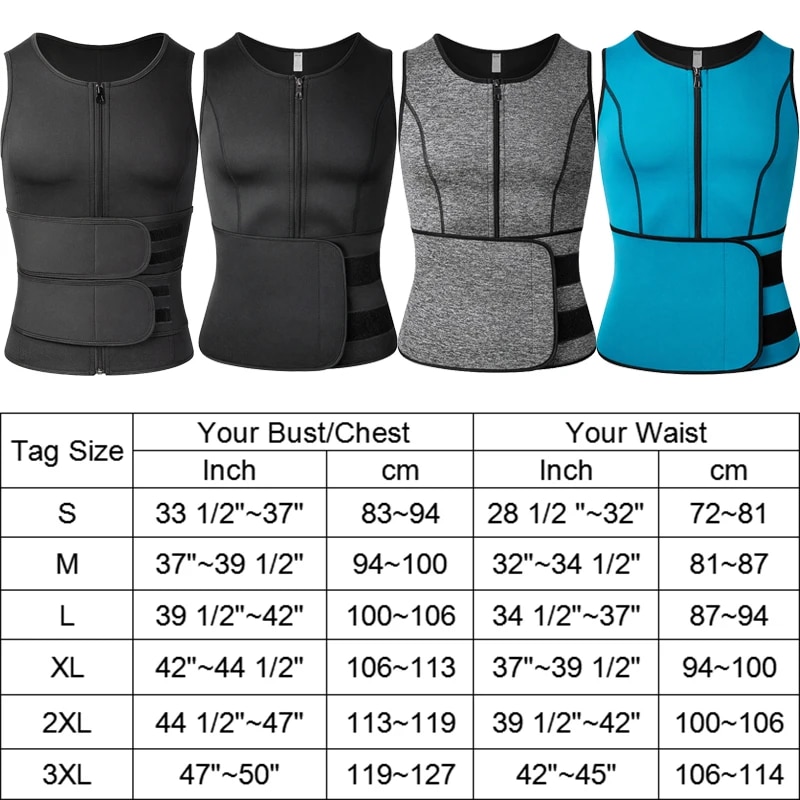 Men Waist Trainer Sauna Vest Fitness Corset Abdomen Slimming Body Shaper Belly Reducing Shapewear Burn Fat Shirt Trimmer BeltHats & Caps. 