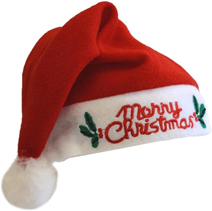 Christmas Hat Party Adult Santa Hat Printed Red And White Xmas Cap For Santa Claus. 