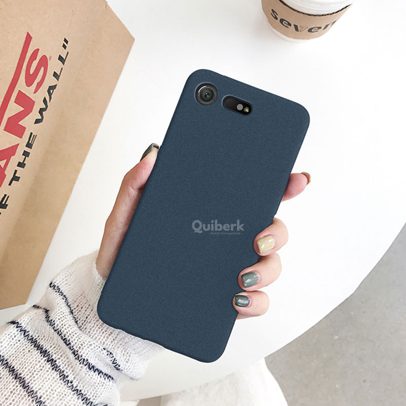 Quiberk for Sony Xperia XZ1 Compact Shockproof Anti-Slip Soft TPU Sandstone Matte Back Case Cover. 