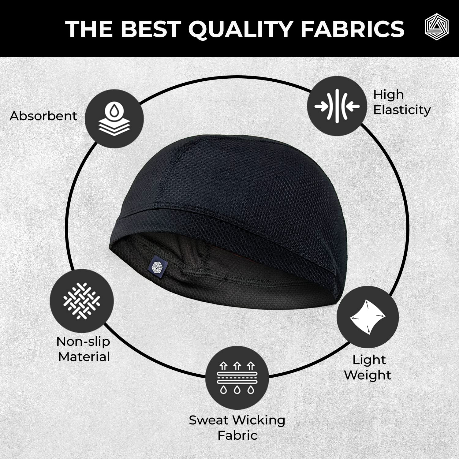 Boldfit Helmet Skull Caps for Men Bike Polycotton Head Caps for Men Hair Inner Helmet Cover Cap for Bikers Sweat Cooling Skull Cap for Cycling, Running Helmet Cap for Men - Black Pack of 1  (FROM INDIA) SAM. 