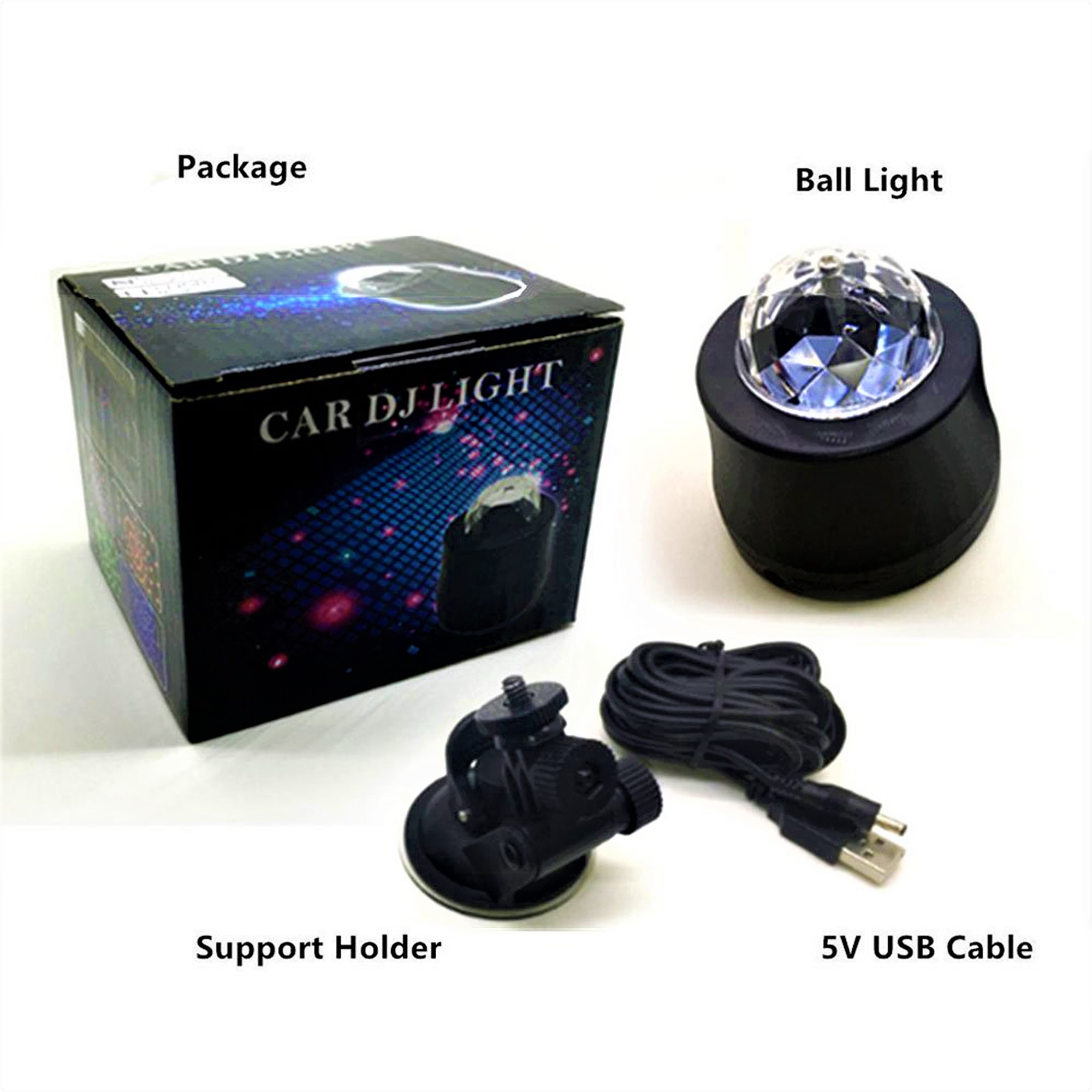Car DJ Disco Light Mini USB LED Rotating Glitter Ball D32 - Installed View