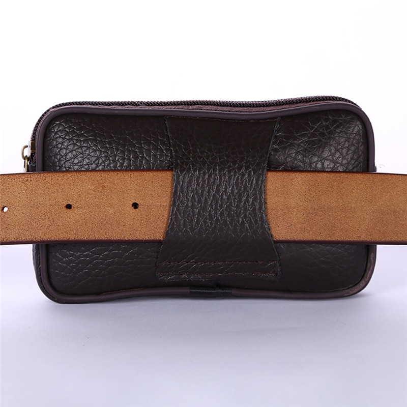 Leather Waist Fanny Pack Men's Belt Bag Travel Cash Card Holder Wallet Phone Pouch Hip Bum Bag Casual Leather Purse. 