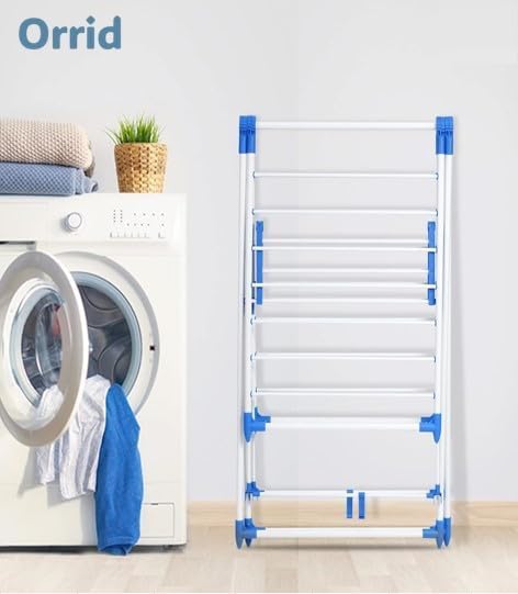 Cloth Rack Adjustable and Comfort Clothes Drying Stand | Folding Rack with Stand Space Saving | Portable and Foldable Drying Rack, Ideal for Small Areas - White. 