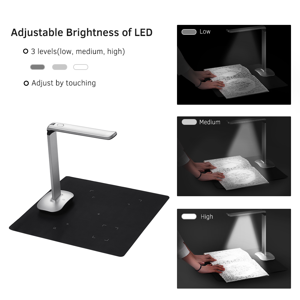 F50 Foldable HD High Speed USB Book Image Document Camera Scanner 15 Mega-Pixels A3 & A4 Scanning Size with LED Light for Classroom Office Library Bank for Windows. 