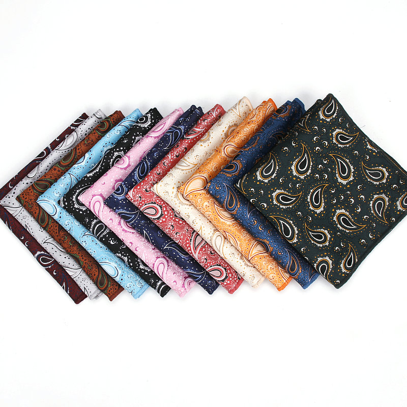 Polyester Handkerchiefs Woven Paisley Pattern Hanky Men's Business Casual Square Pockets Handkerchief Wedding Hankies. 