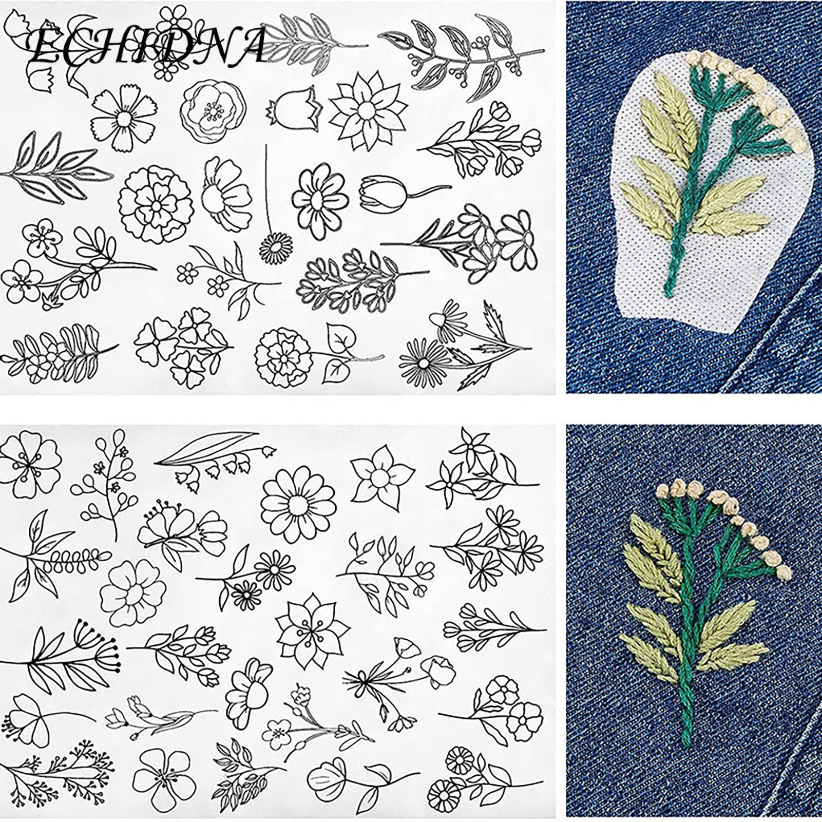 Peel Stick Embroidery Pattern 50pcs Easy to Use Beautiful Flower Leaf Embroidery Patterns for Home Diy Craft Embroidery Pattern