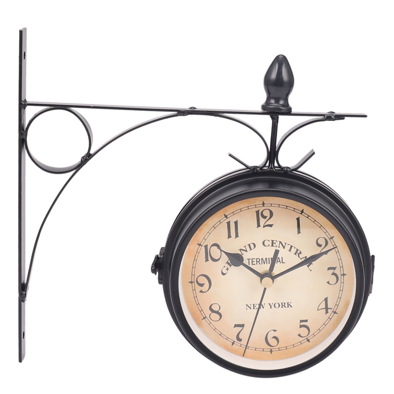 European-Style Double-Sided Wall Clock Creative Classic Clocks Monochrome. 