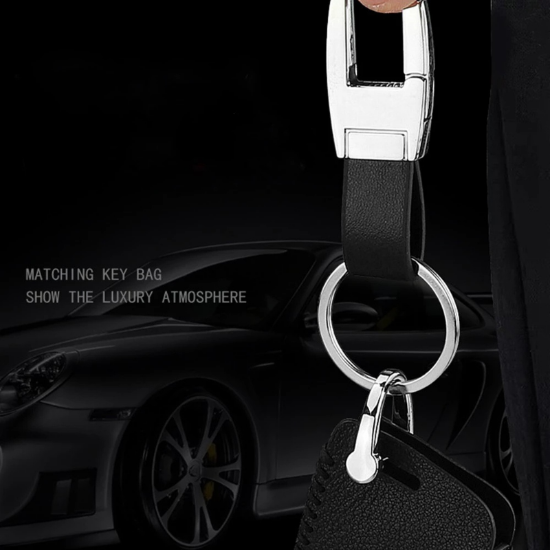 【Zejunsun】Men's simple waist buckle leather business keychain car keychain classic keychain accessories. 