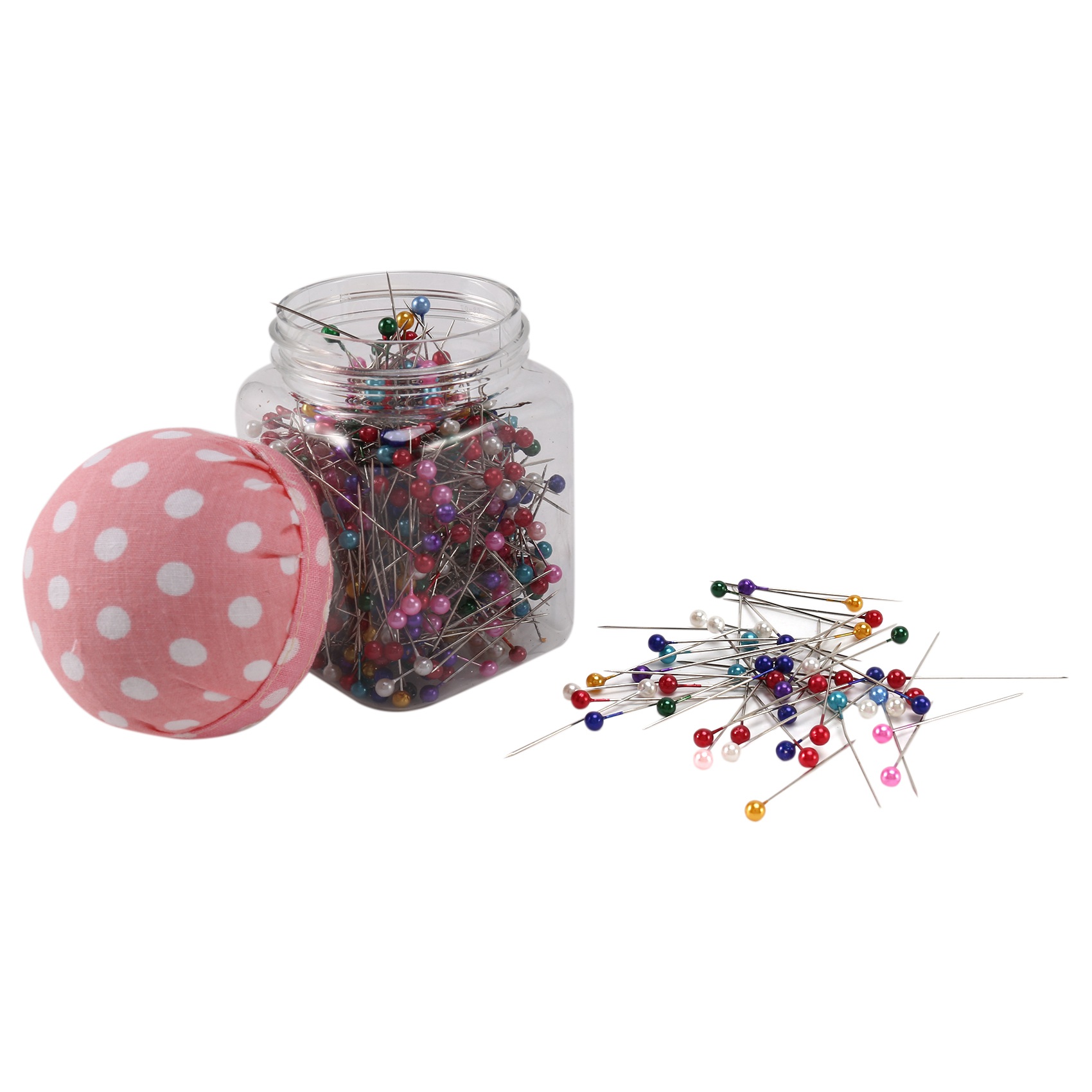500Pcs Sewing Pins Pearl Needles Pink Fabric Cover Pin Cushion Bottle Tailoring Process. 