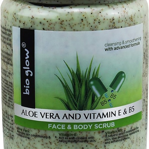 BioGlow Aloe Vera And Vitamin E And B5 Face And Body Scrub 500ml. 