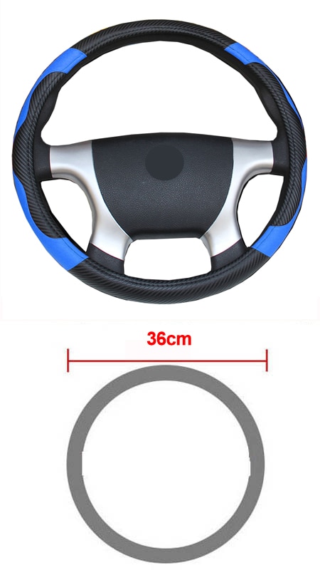 36CM】 Car Steering Wheel Cover Bus Truck For 36 38 40 42 45 47 50 CM Out Diameters Red Microfiber Steering-wheel
