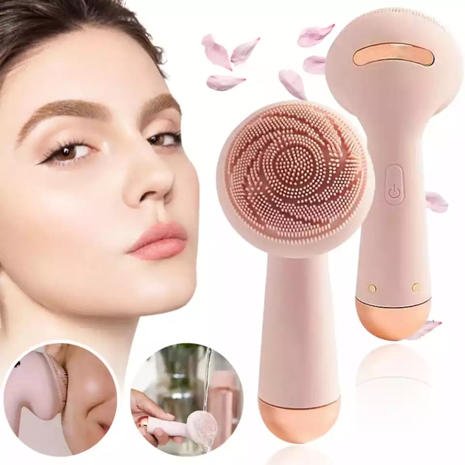 Electric Silicone Facial Brush USB Face Brush Cleansing Waterproof Sonic Vibration Cleanser Deep Pore Cleansing Skin Massager