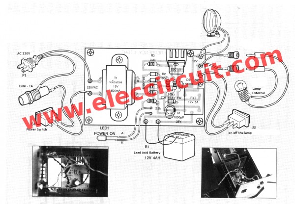 12V emergency light circuit using D313 and Charge Controller of SLA Lead Acid Battery PCB Board Only Production Diy Kit. 