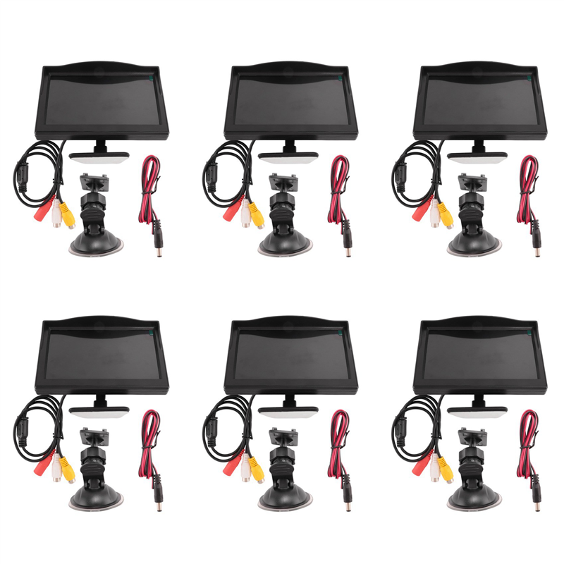 OYPFXMI 6pcs 5 Inch 800X480 TFT LCD HD Screen Monitor with Dual Mounting Bracket for Car Backup Camera/Rear View/DVD