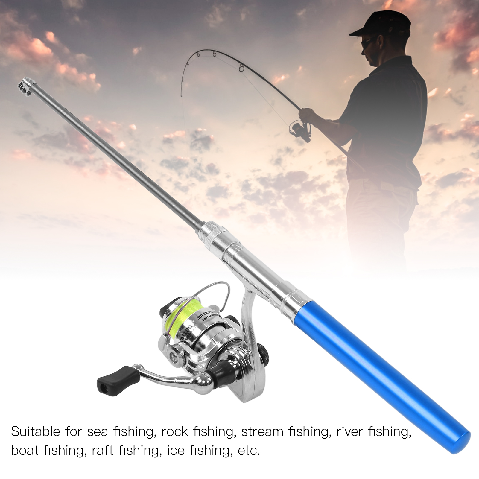 Fishing Rod Reel Mini Full Metal NEW ProFISHiency Mini Pocket Combo Telescopiic Rod Tiny Spincast Fishing Rod Reel Mini Full Metal NEW ProFISHiency Mini Pocket Combo Telescopiic Rod Tiny Spincast