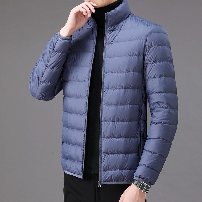 Winter Lightweight down Cotton-Padded Jacket Men's Short Large Size Casual Stand Collar Warm Jacket Dad Men's Cotton-Padded Jacket. 