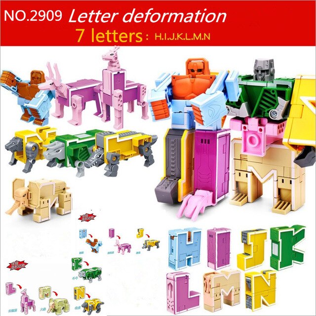 26 English letter Transformation Alphabet Dinosaur Robot Animal Building Blocks 26 English letter Transformation Alphabet Dinosaur Robot Animal Building Blocks