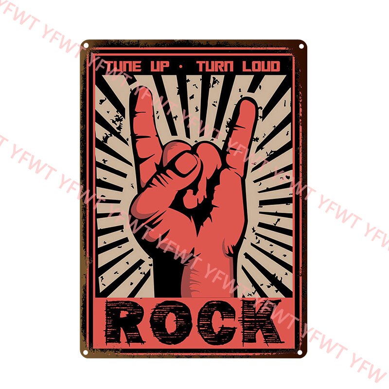 Vintage Metal Plate Guitar Rock Roll Music Retro Tin Sign Board Metal Plates Home Bar Pub Decorative Metal Sheet Wall Decoration. 