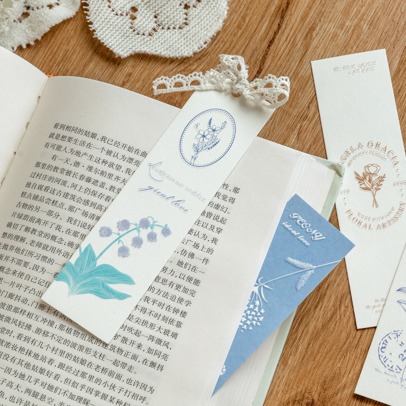 Special Paper Letterpress Box Bookmark Natural Imprinting Series Fresh Literary Gift Message Card 20 Pieces. 