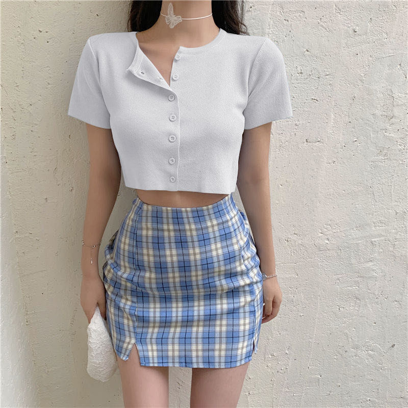 Blue skirt korean sale