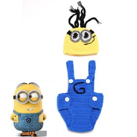 Moeble Crochet Minions Hat Suspender 