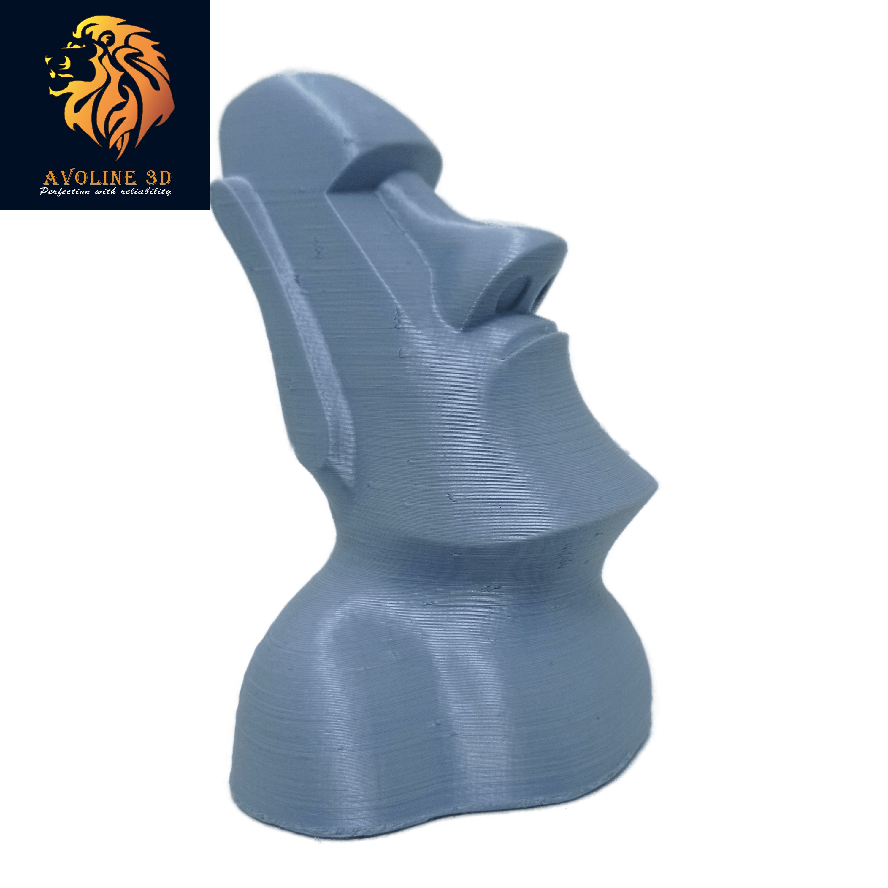 3D Printed Moai Statue - Silver Color - PLA - 120mm Height