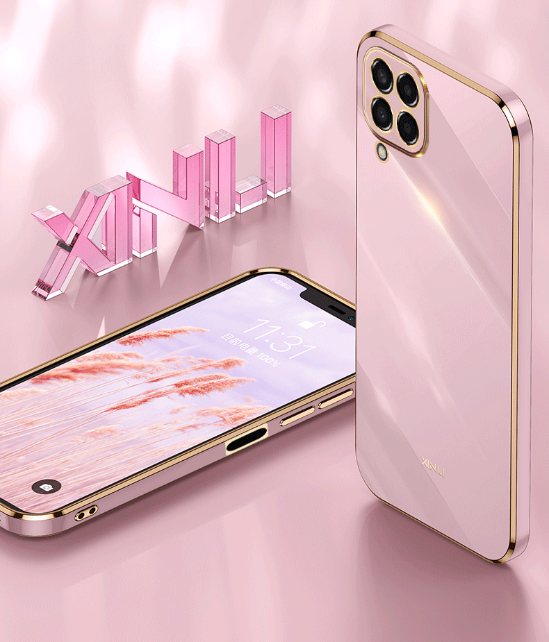 For Samsung Galaxy M53 5G Back Cover Luxury 6D Plating Square Frame Shiny Case Camera Lens Protection Soft Silicone Mobile Phone Cases. 